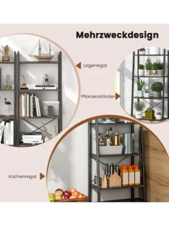 4 Ebenen Bücherregal in Grau