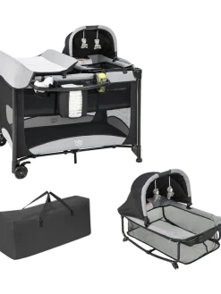 5 in 1 Babybett 2 Ebenen in Schwarz