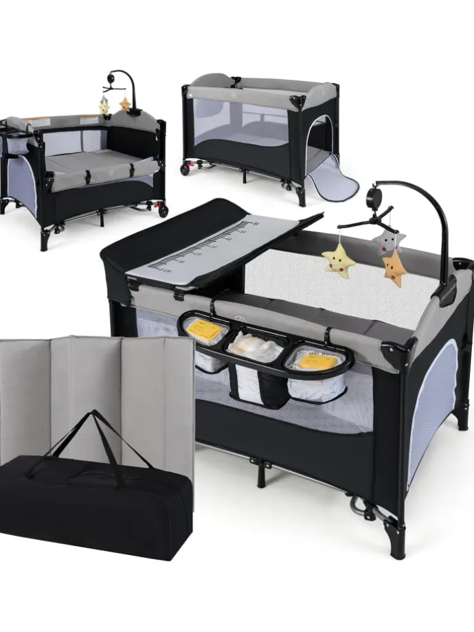 5 in 1 Babybett in Anthrazit