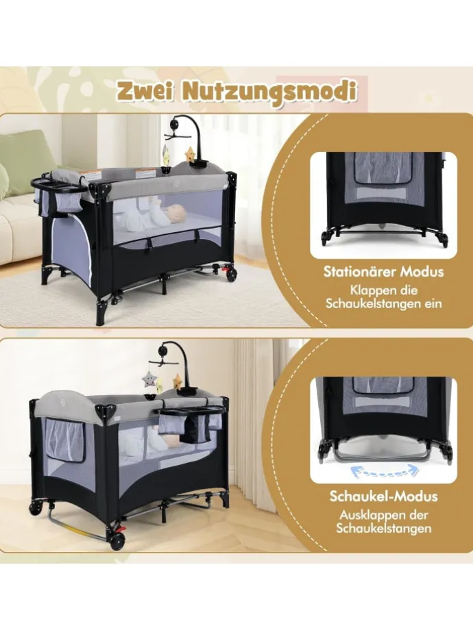 5 in 1 Babybett in Anthrazit