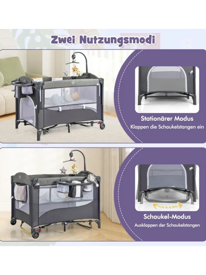5 in 1 Babybett in Blau