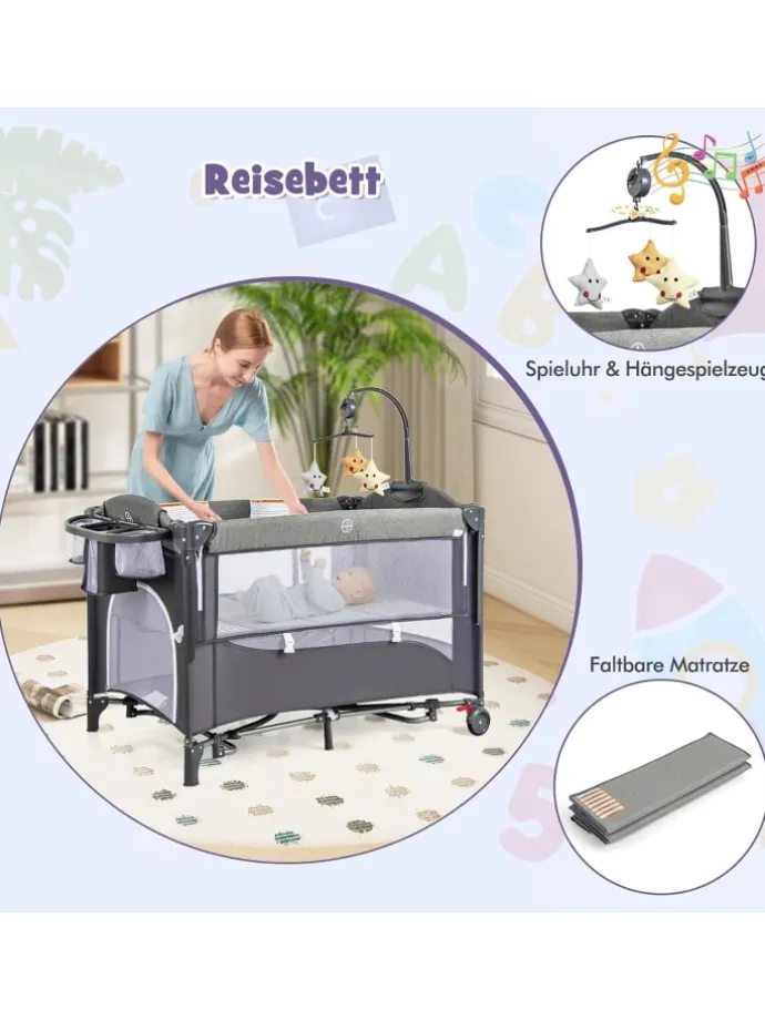 5 in 1 Babybett in Blau