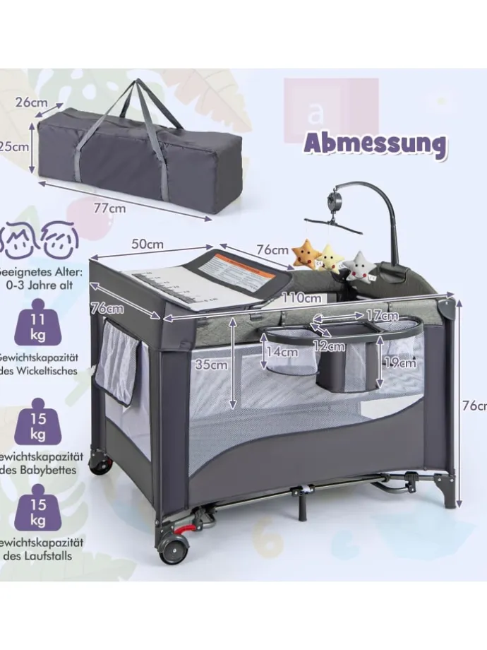5 in 1 Babybett in Blau