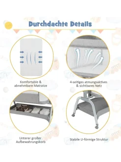 4 in 1 Babywiege in Grau