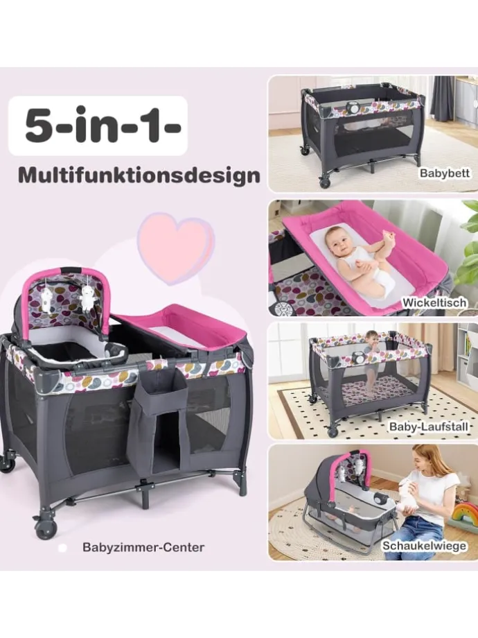 5 in 1 Beistellbett Baby bis 36 Monaten in Lila