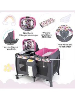 5 in 1 Beistellbett Baby bis 36 Monaten in Lila