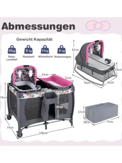 5 in 1 Beistellbett Baby bis 36 Monaten in Lila