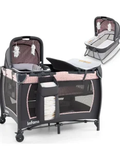 5 in 1 Beistellbett Baby bis 36 Monaten in Rosa