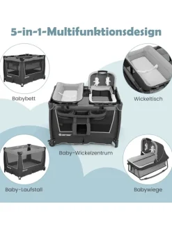 5 in 1 Beistellbett Baby in Grau