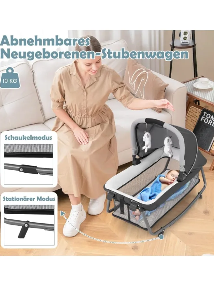 5 in 1 Beistellbett Baby in Grau