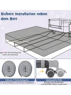 3 in 1 Beistellbett in Anthrazit