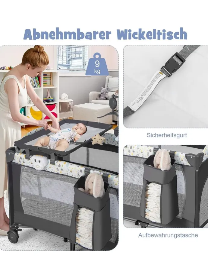 4 in 1 Beistellbett in Beige