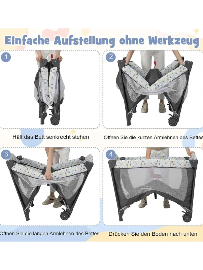 4 in 1 Beistellbett in Beige