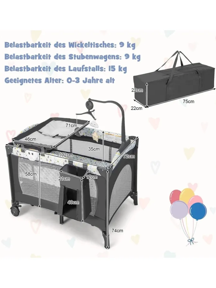 4 in 1 Beistellbett in Beige