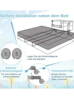 3 in 1 Beistellbett in Grau