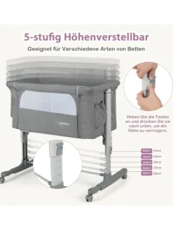3 in 1 Beistellbett in Grau