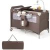 5 in 1 Beistellbett klappbar in Braun