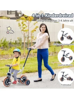 4 in 1 Dreirad von 2-4 Jahren in Blau