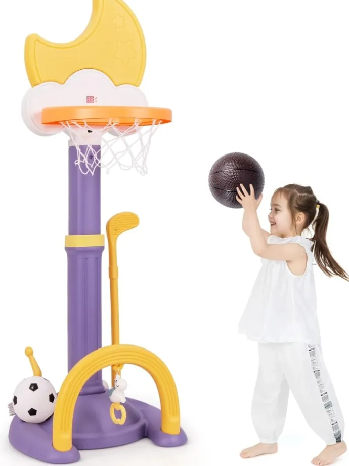4 in 1 Kinder Basketballkorb Set in Gelb