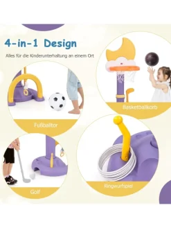 4 in 1 Kinder Basketballkorb Set in Gelb