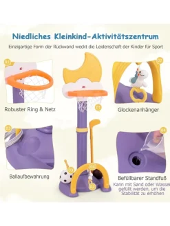 4 in 1 Kinder Basketballkorb Set in Gelb