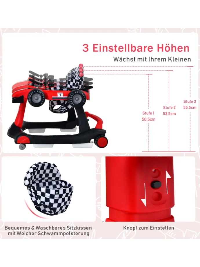 4 in 1 Lauflernwagen in Rot