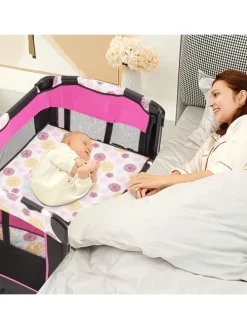 4 in 1 Reisebett 2 Ebenen in Rosa