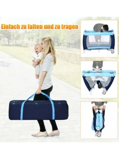 4 in 1 Reisebett Babywiege Wickeltisch in Blau