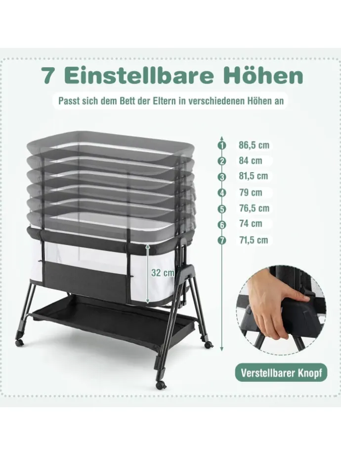 2 in 1 Reisebett in Anthrazit