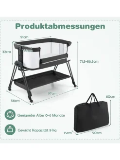 2 in 1 Reisebett in Anthrazit