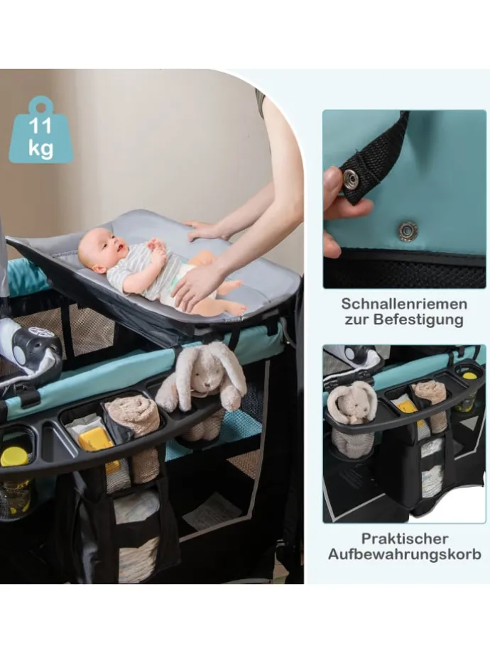4 in 1 Reisebett in Grün