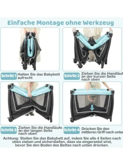 4 in 1 Reisebett in Grün