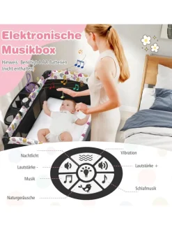 5 in 1 Reisebett mit Matratze in Grau