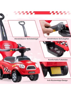 3 in 1 Rutschauto 2-6 Jahren in Rot