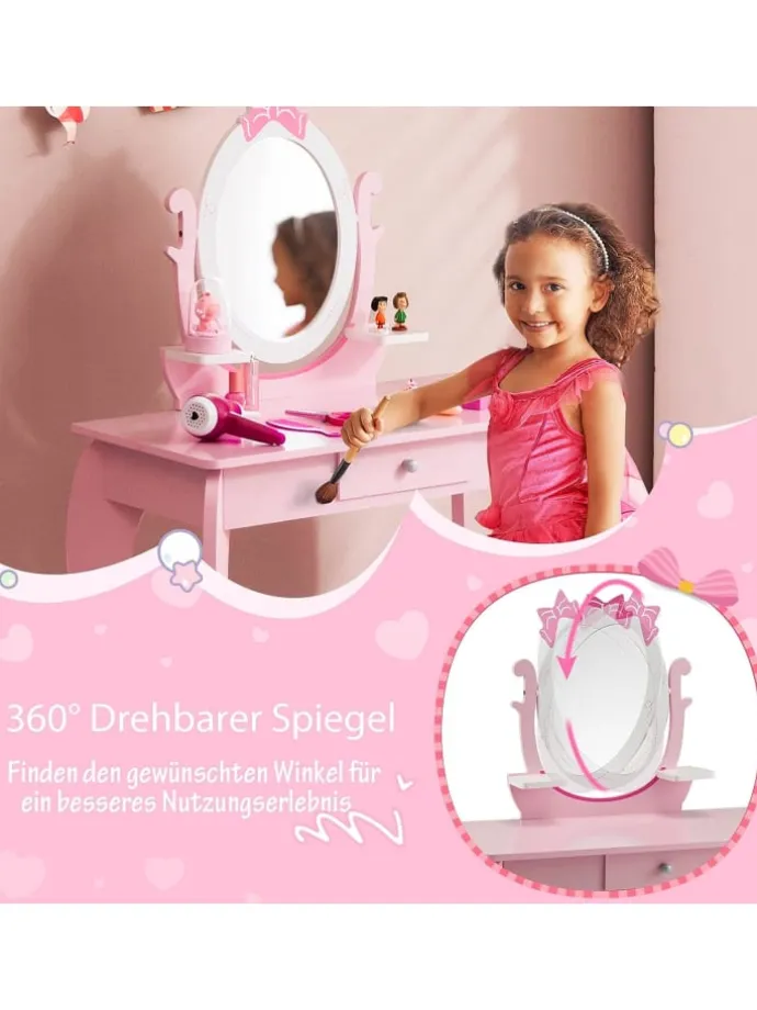 2 in 1 Schminktisch in Rosa
