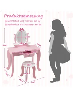 2 in 1 Schminktisch in Rosa