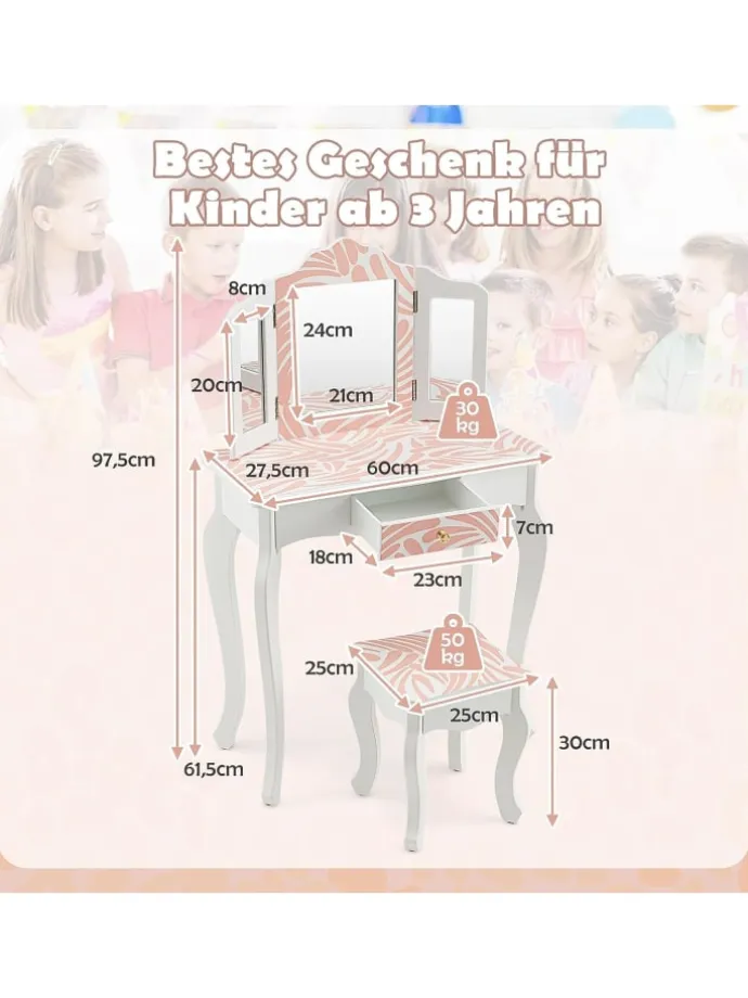 2 in 1 Schminktisch in Weiß