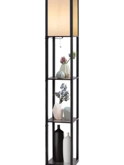 2 in 1 Standleuchte Regal 160cm in Schwarz
