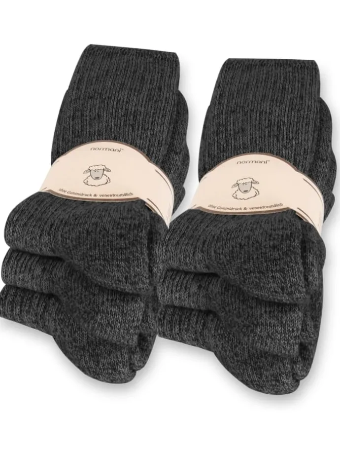 6 Paar Norweger-Schafwollsocken in Anthrazit