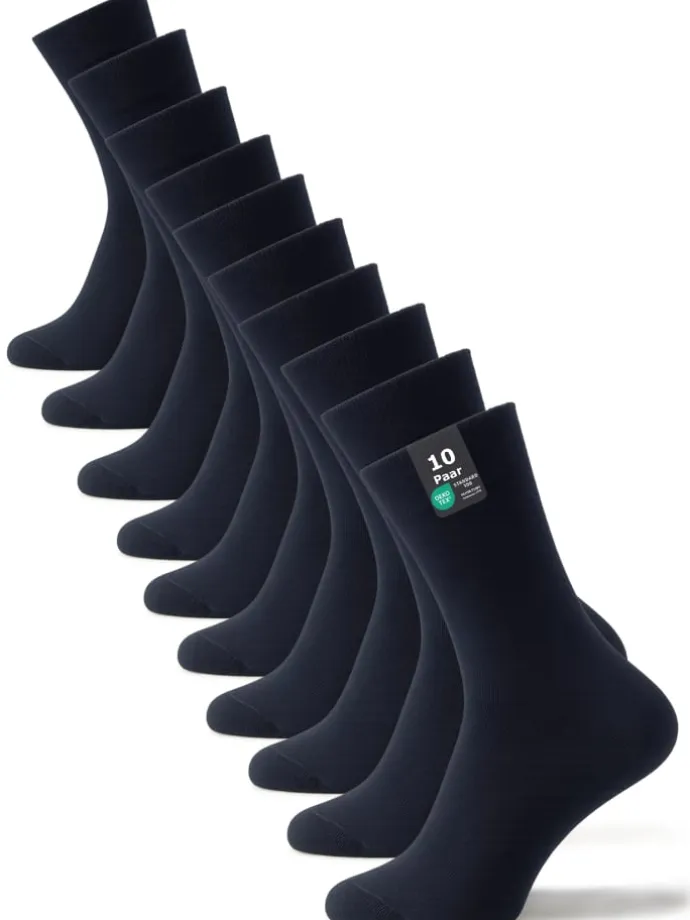 10 Paar Unisex Socken Baumwollsocken - Back to Basic in marineblau