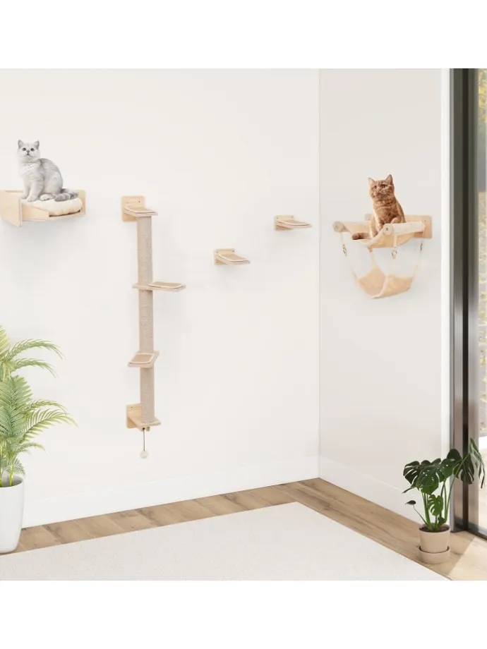 5 PCS Kletterwand Katzen in Hellbraun