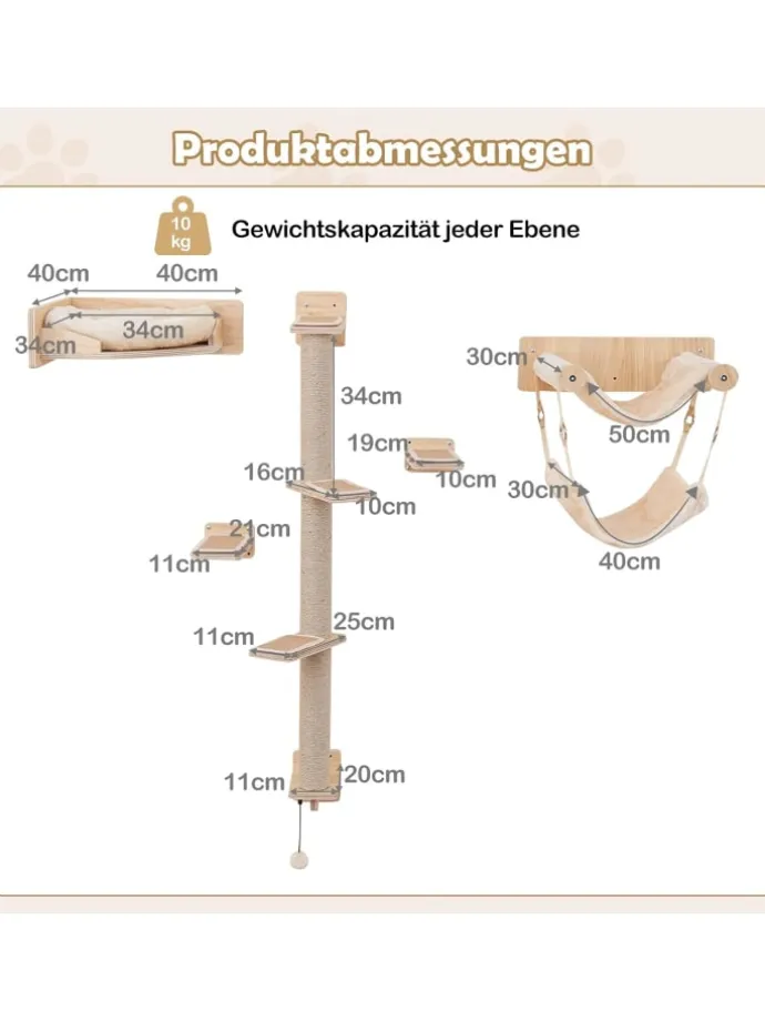 5 PCS Kletterwand Katzen in Hellbraun