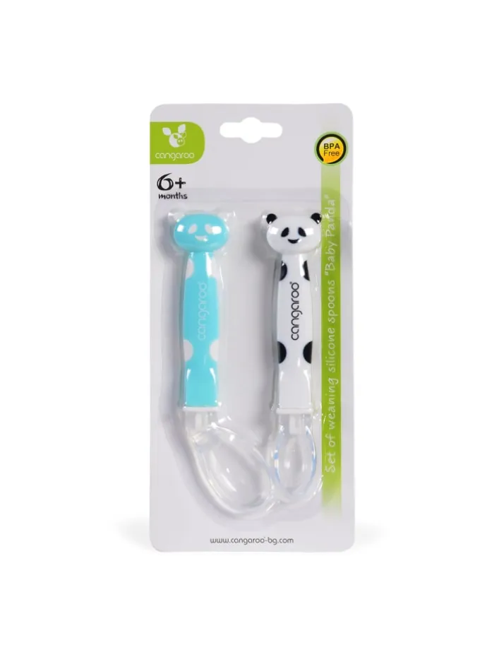 2 Stück Babylöffel Panda F1607 in blau