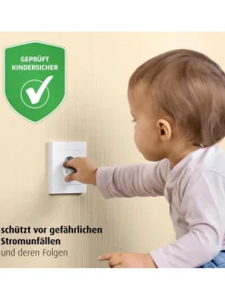 [10 Stück] Steckdosenschutz klebbar weiß in Weiß ab 0 Monate