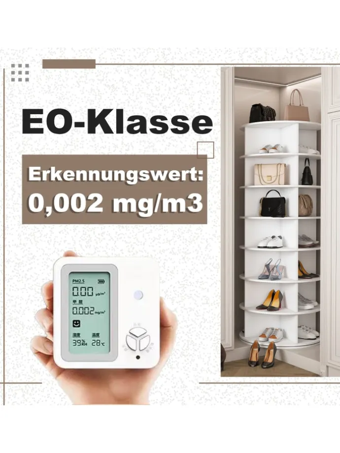7 stufiges Schuhregal mit 360° Drehfunktion in Weiß, 60 × 60 × 161cm