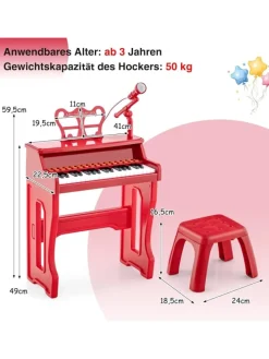37 Tasten Keyboard ab 3 Jahren in Rot