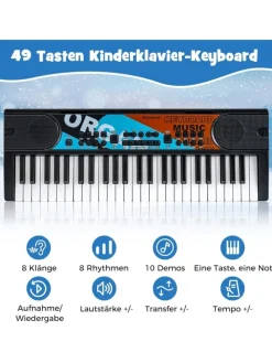 49 Tasten Keyboard Kinder ab 3 Jahren in Schwarz