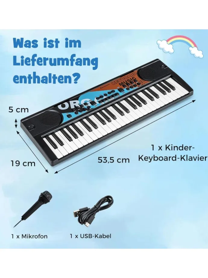 49 Tasten Keyboard Kinder ab 3 Jahren in Schwarz