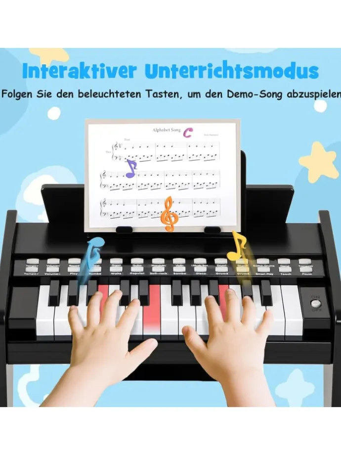 25 Tasten Keyboard Kinder ab 3 Jahren in Schwarz