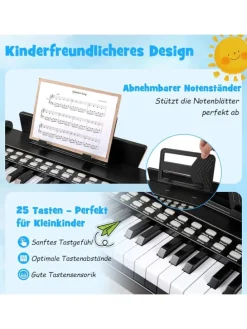 25 Tasten Keyboard Kinder ab 3 Jahren in Schwarz